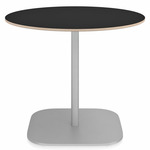 2 Inch Flat Base Round Cafe Table - Hand Brushed Aluminum / Black Laminate Plywood