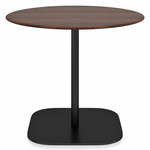 2 Inch Flat Base Round Cafe Table - Black Powder Coated Aluminum / Walnut Plywood