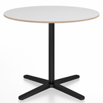 2 Inch X Base Round Cafe Table - Black Powder Coated Aluminum / White Laminate Plywood