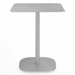 2 Inch Flat Base Square Cafe Table - Hand Brushed Aluminum / Hand Brushed Aluminum