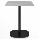 2 Inch Flat Base Square Cafe Table - Black Powder Coated Aluminum / Hand Brushed Aluminum