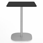 2 Inch Flat Base Square Cafe Table - Hand Brushed Aluminum / Black HPL