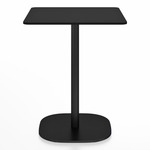 2 Inch Flat Base Square Cafe Table - Black Powder Coated Aluminum / Black HPL