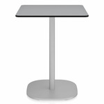 2 Inch Flat Base Square Cafe Table - Hand Brushed Aluminum / Grey HPL