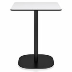 2 Inch Flat Base Square Cafe Table - Black Powder Coated Aluminum / White HPL