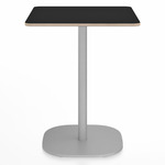 2 Inch Flat Base Square Cafe Table - Hand Brushed Aluminum / Black Laminate Plywood