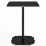 2 Inch Flat Base Square Cafe Table - Black Powder Coated Aluminum / Black Laminate Plywood