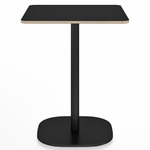 2 Inch Flat Base Square Cafe Table - Black Powder Coated Aluminum / Black Laminate Plywood
