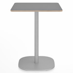 2 Inch Flat Base Square Cafe Table - Black Powder Coated Aluminum / Grey Laminate Plywood