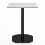 2 Inch Flat Base Square Cafe Table - Black Powder Coated Aluminum / White Laminate Plywood