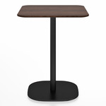 2 Inch Flat Base Square Cafe Table - Black Powder Coated Aluminum / Walnut Plywood