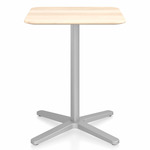 2 Inch X Base Square Cafe Table - Silver Powder Coated Aluminum / Accoya Wood