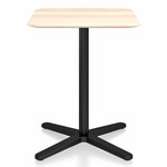 2 Inch X Base Square Cafe Table - Black Powder Coated Aluminum / Accoya Wood