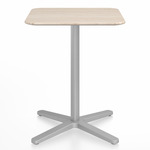 2 Inch X Base Square Cafe Table - Silver Powder Coated Aluminum / Ash Plywood