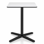 2 Inch X Base Square Cafe Table - Black Powder Coated Aluminum / White HPL
