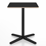 2 Inch X Base Square Cafe Table - Black Powder Coated Aluminum / Black Laminate Plywood