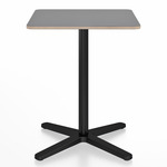 2 Inch X Base Square Cafe Table - Black Powder Coated Aluminum / Grey Laminate Plywood