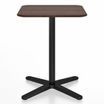 2 Inch X Base Square Cafe Table - Black Powder Coated Aluminum / Walnut Plywood