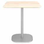 2 Inch Flat Base Square Cafe Table - Hand Brushed Aluminum / Accoya Wood