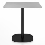 2 Inch Flat Base Square Cafe Table - Black Powder Coated Aluminum / Hand Brushed Aluminum