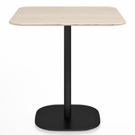 2 Inch Flat Base Square Cafe Table - Black Powder Coated Aluminum / Ash Plywood