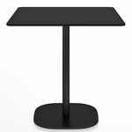 2 Inch Flat Base Square Cafe Table - Black Powder Coated Aluminum / Black HPL
