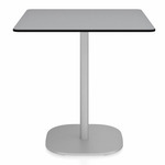 2 Inch Flat Base Square Cafe Table - Hand Brushed Aluminum / Grey HPL