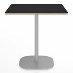 2 Inch Flat Base Square Cafe Table - Hand Brushed Aluminum / Black Laminate Plywood