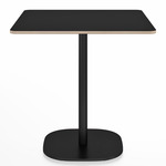 2 Inch Flat Base Square Cafe Table - Black Powder Coated Aluminum / Black Laminate Plywood