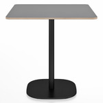 2 Inch Flat Base Square Cafe Table - Black Powder Coated Aluminum / Grey Laminate Plywood