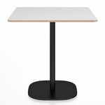 2 Inch Flat Base Square Cafe Table - Black Powder Coated Aluminum / White Laminate Plywood