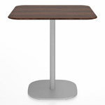 2 Inch Flat Base Square Cafe Table - Hand Brushed Aluminum / Walnut Plywood