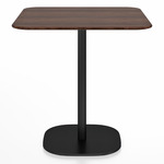 2 Inch Flat Base Square Cafe Table - Black Powder Coated Aluminum / Walnut Plywood