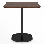 2 Inch Flat Base Square Cafe Table - Black Powder Coated Aluminum / Walnut Plywood