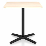 2 Inch X Base Square Cafe Table - Black Powder Coated Aluminum / Accoya Wood