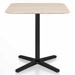 2 Inch X Base Square Cafe Table - Black Powder Coated Aluminum / Ash Plywood