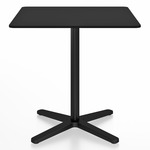 2 Inch X Base Square Cafe Table - Black Powder Coated Aluminum / Black HPL