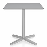 2 Inch X Base Square Cafe Table - Silver Powder Coated Aluminum / Grey HPL