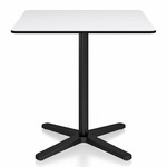 2 Inch X Base Square Cafe Table - Black Powder Coated Aluminum / White HPL