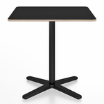2 Inch X Base Square Cafe Table - Black Powder Coated Aluminum / Black Laminate Plywood