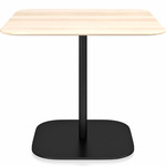 2 Inch Flat Base Square Cafe Table - Black Powder Coated Aluminum / Accoya Wood