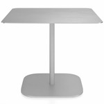 2 Inch Flat Base Square Cafe Table - Hand Brushed Aluminum / Hand Brushed Aluminum