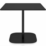 2 Inch Flat Base Square Cafe Table - Black Powder Coated Aluminum / Black HPL