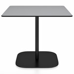 2 Inch Flat Base Square Cafe Table - Black Powder Coated Aluminum / Grey HPL