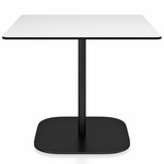 2 Inch Flat Base Square Cafe Table - Black Powder Coated Aluminum / White HPL