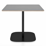 2 Inch Flat Base Square Cafe Table - Black Powder Coated Aluminum / Grey Laminate Plywood