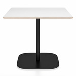 2 Inch Flat Base Square Cafe Table - Black Powder Coated Aluminum / White Laminate Plywood