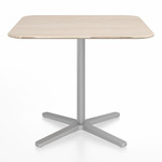 2 Inch X Base Square Cafe Table - Silver Powder Coated Aluminum / Ash Plywood