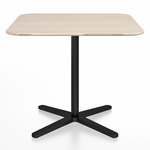 2 Inch X Base Square Cafe Table - Black Powder Coated Aluminum / Ash Plywood