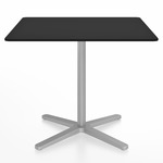 2 Inch X Base Square Cafe Table - Silver Powder Coated Aluminum / Black HPL